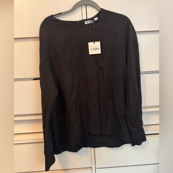Tops - NWT Mixed media black blouse 2X